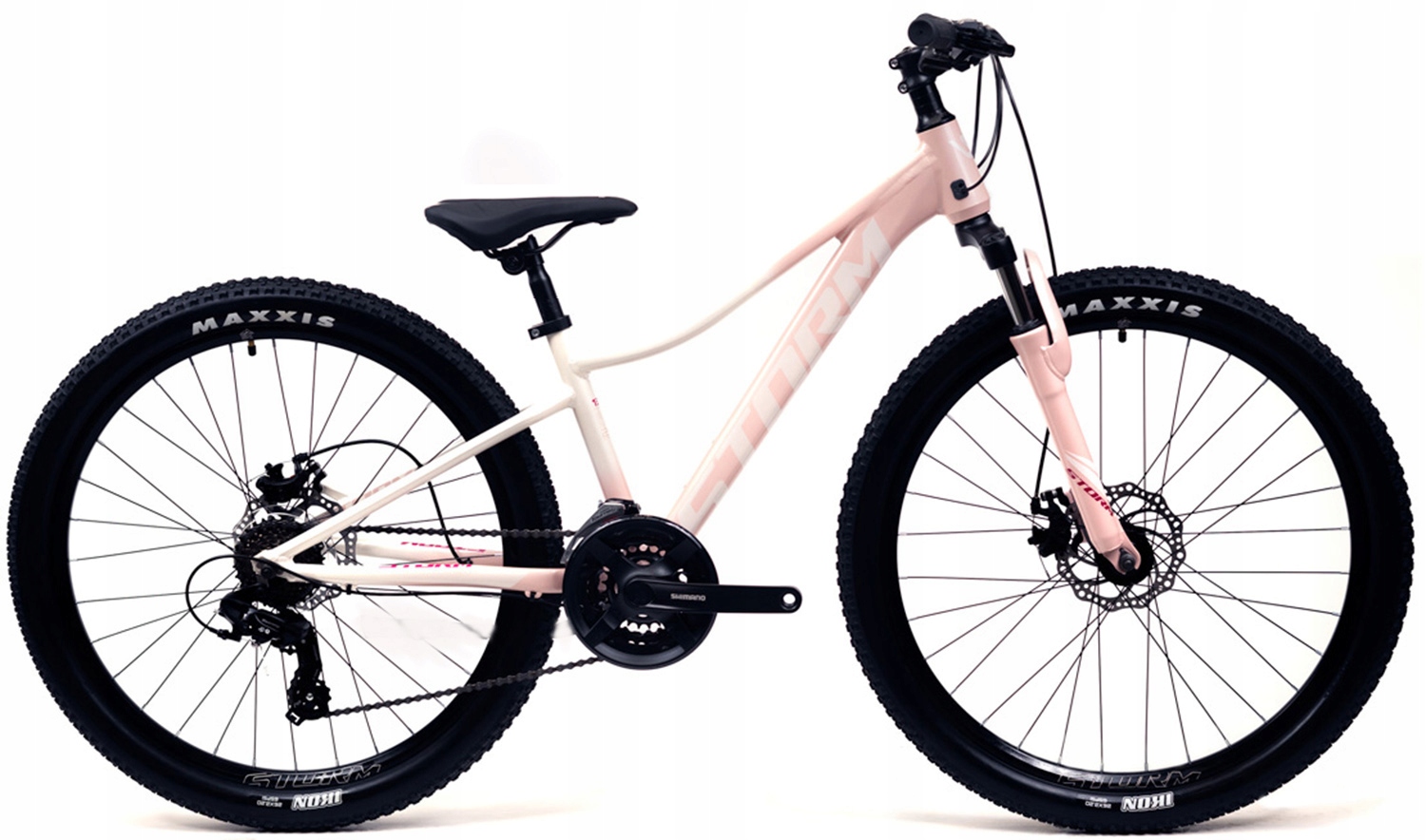 Rower 26 Storm Queen 2D 13" Pudrowo Różowo Biały Shimano Aluminiowy