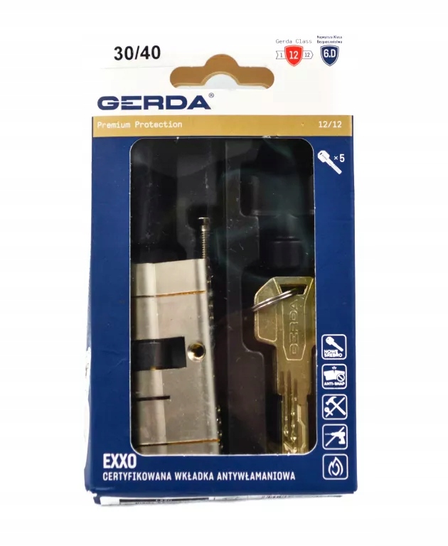 Vložka do zámku Gerda Exxo 30/40 bez knoflíku, sada 5 klíčů 5902203381182