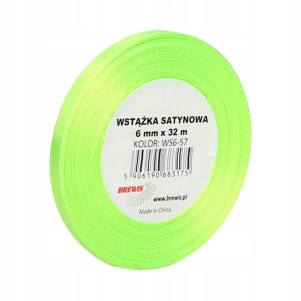 Wstążka Satynowa 6MM X 32M WS6-57 Brewis Jasno Zie