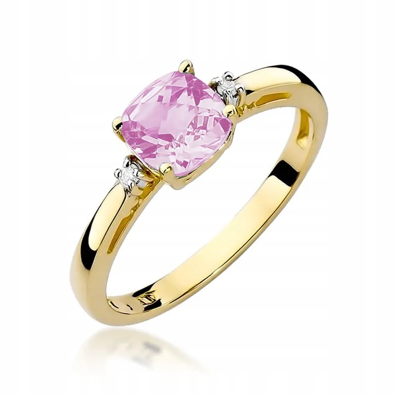 Złoty pierścionek Różowy Topaz 1,10ct żółte złoto pr. 585 19