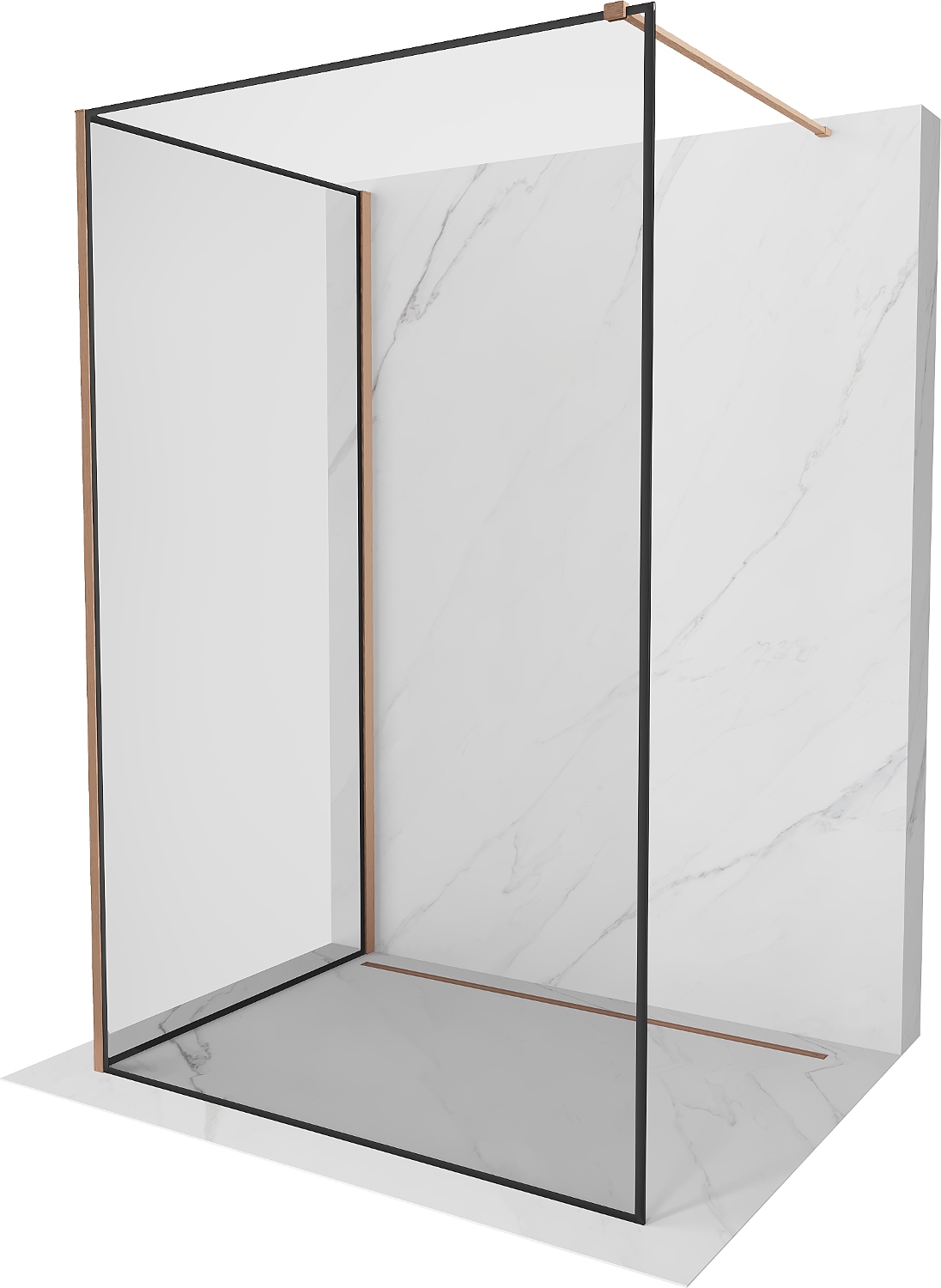 Mexen Kioto Ścianka Prysznicowa Walk-in 120x100 Miedź Szczotkowana