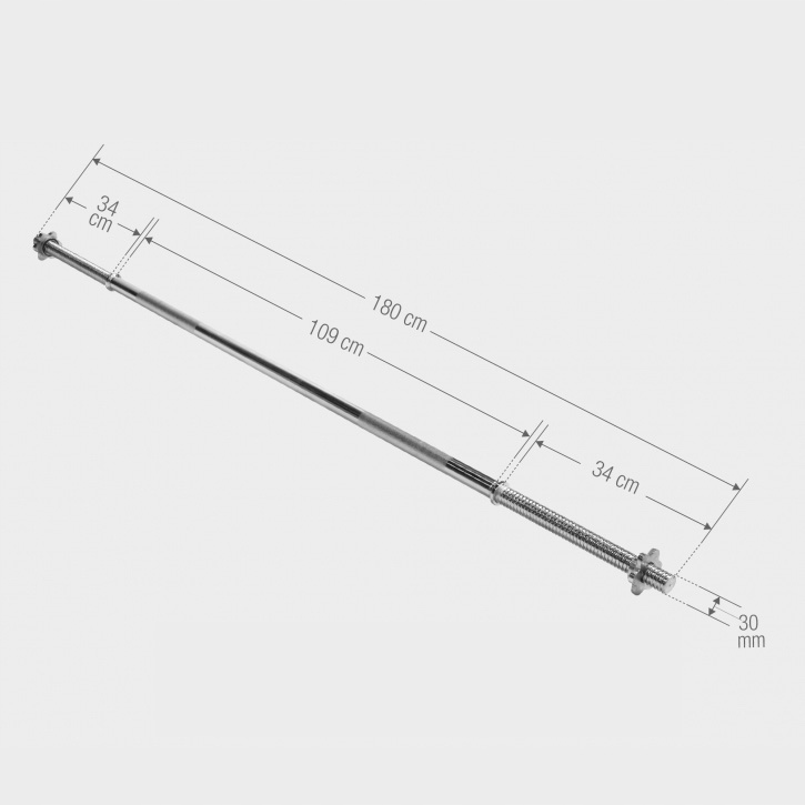 Gryf prosty śrubowy Gorilla Sports 180 cm 30 mm