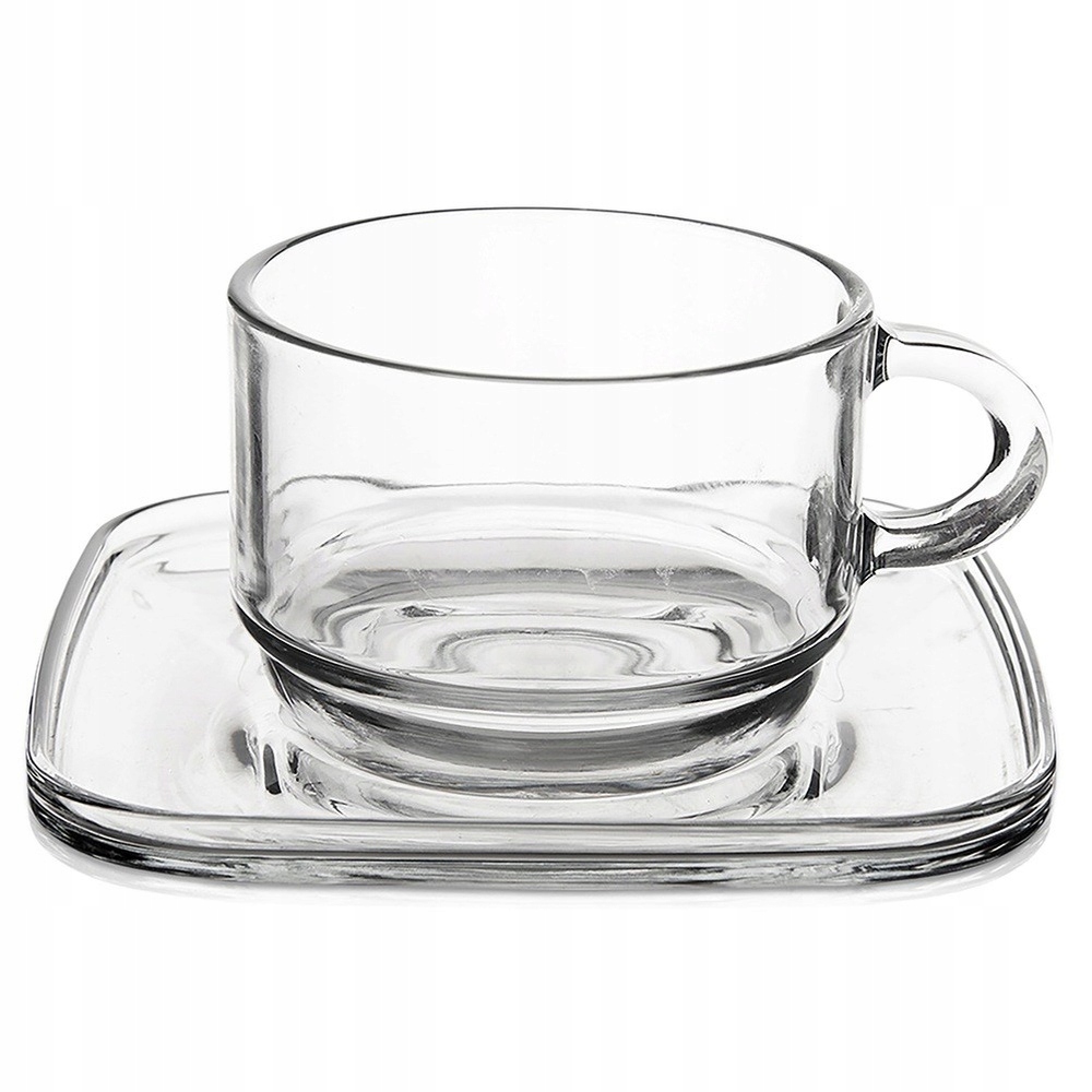 Skleněné šálky s podšálkem komplet 250 ml x 6 Ks na čajovou kávu 5082
