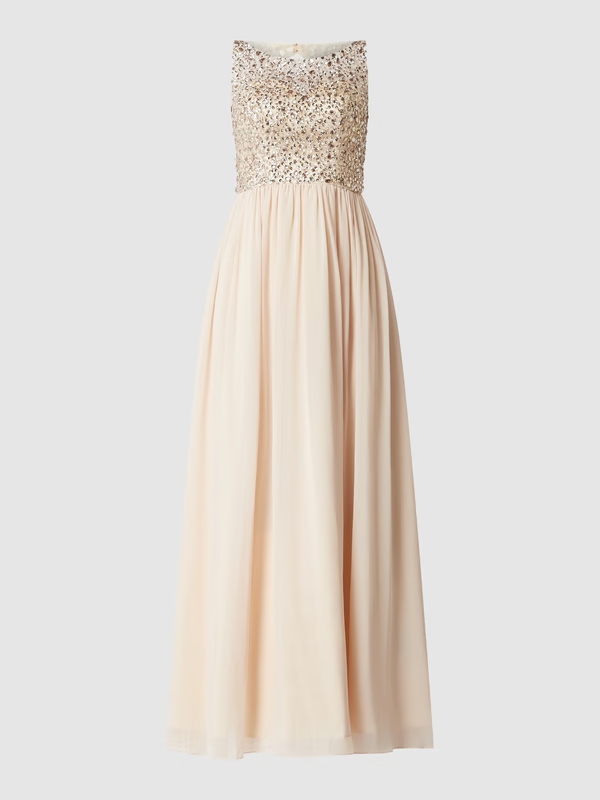 Mascara Šaty lemované ozdobnými kamínky – pískové