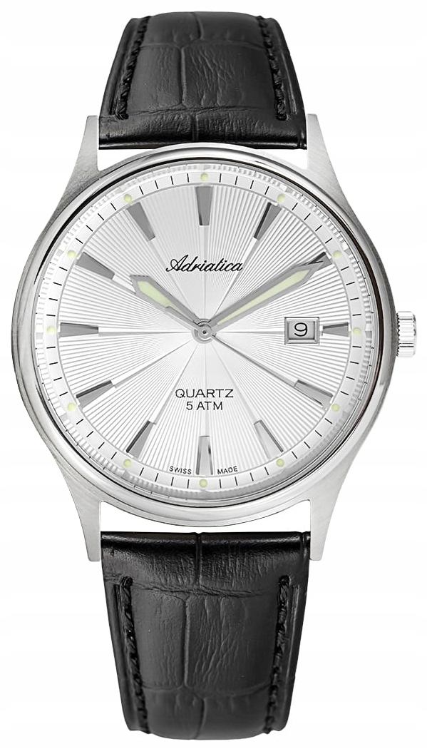 Pánské hodinky Adriatica Premiere, Titan Silver, černý kožený opasek
