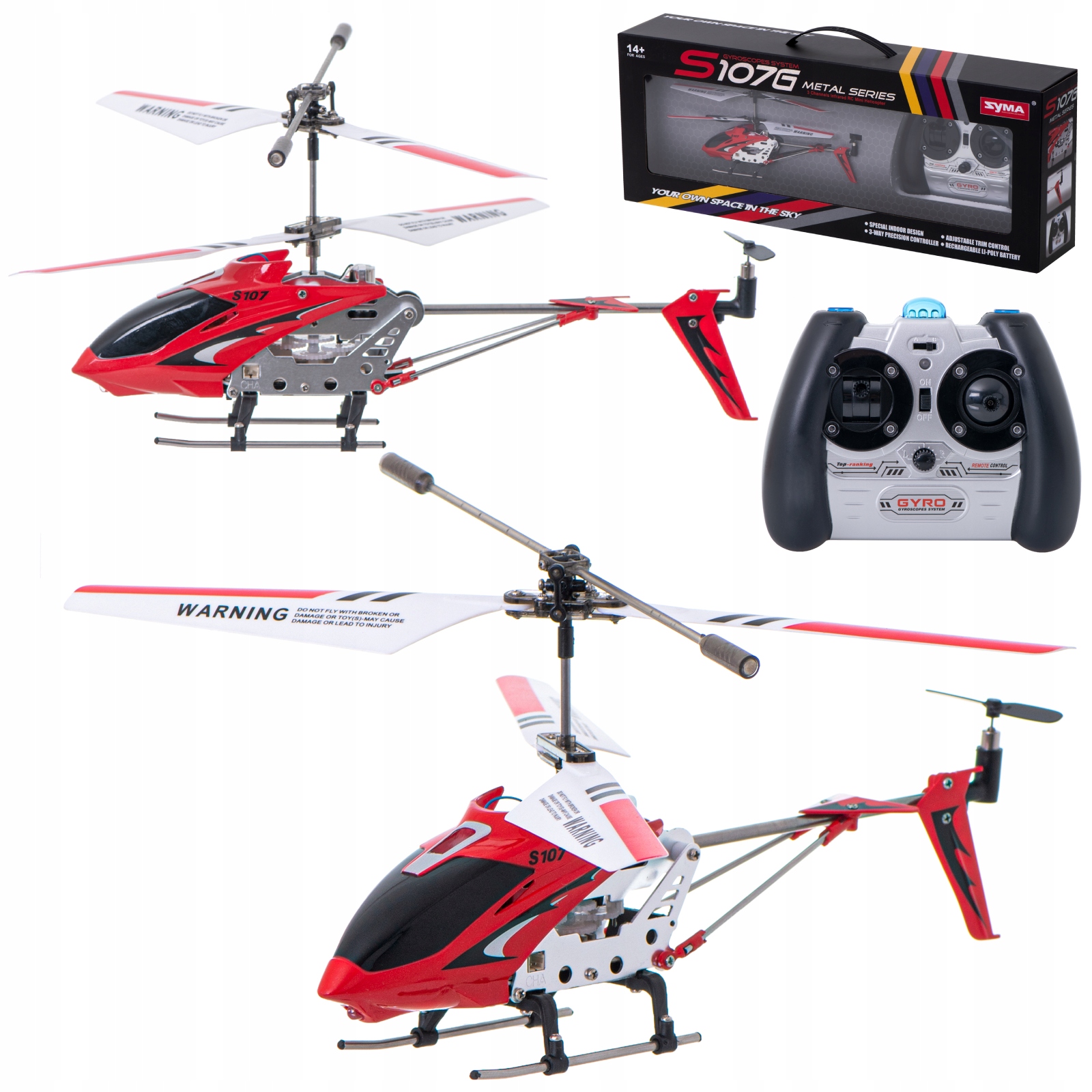 HELIKOPTER ZDALNIE STEROWANY SYMA S107G CZERWONY