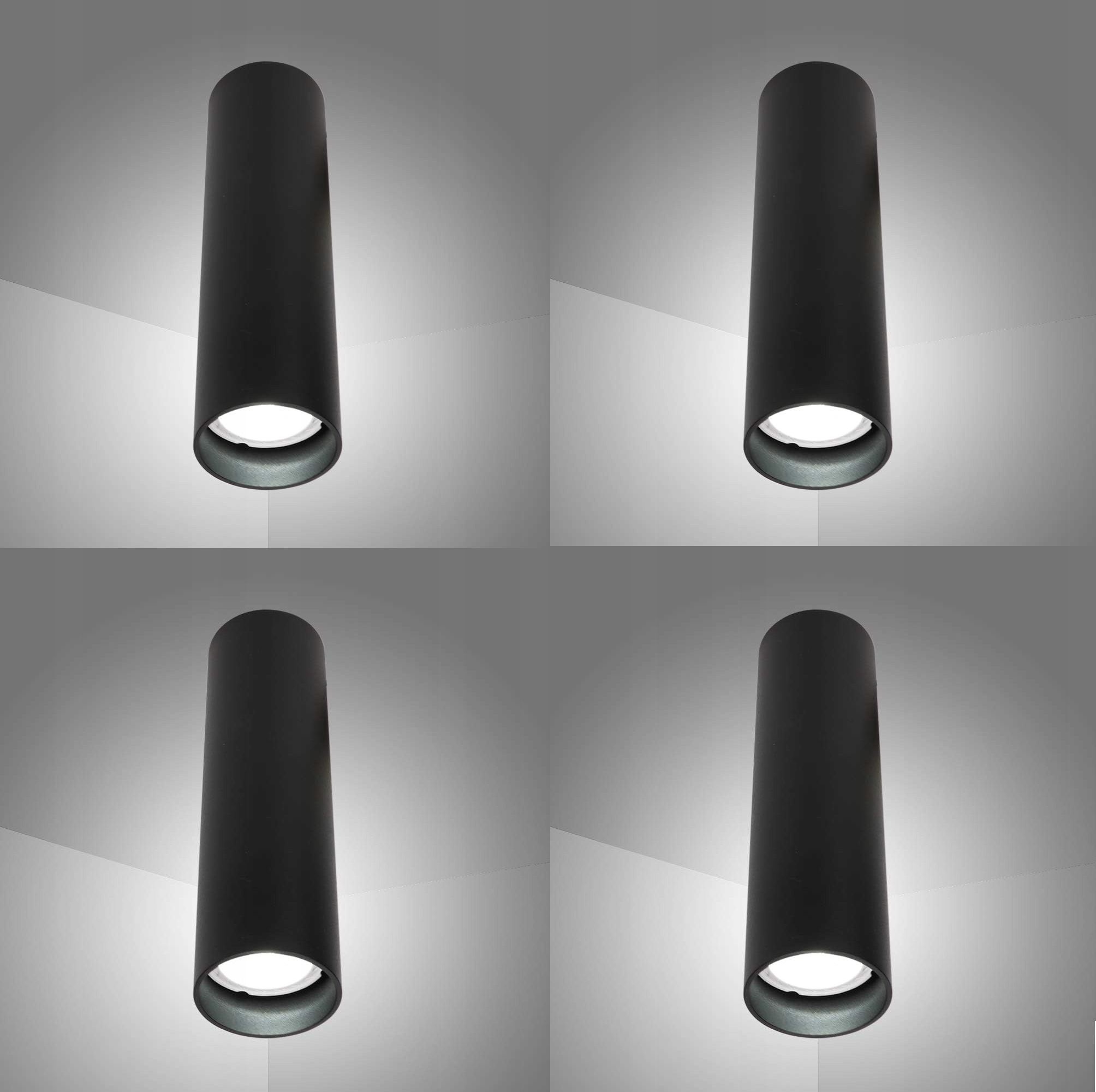4x Led stropní reflektorová bodová lampa GU10 Černá 20 cm Klighten