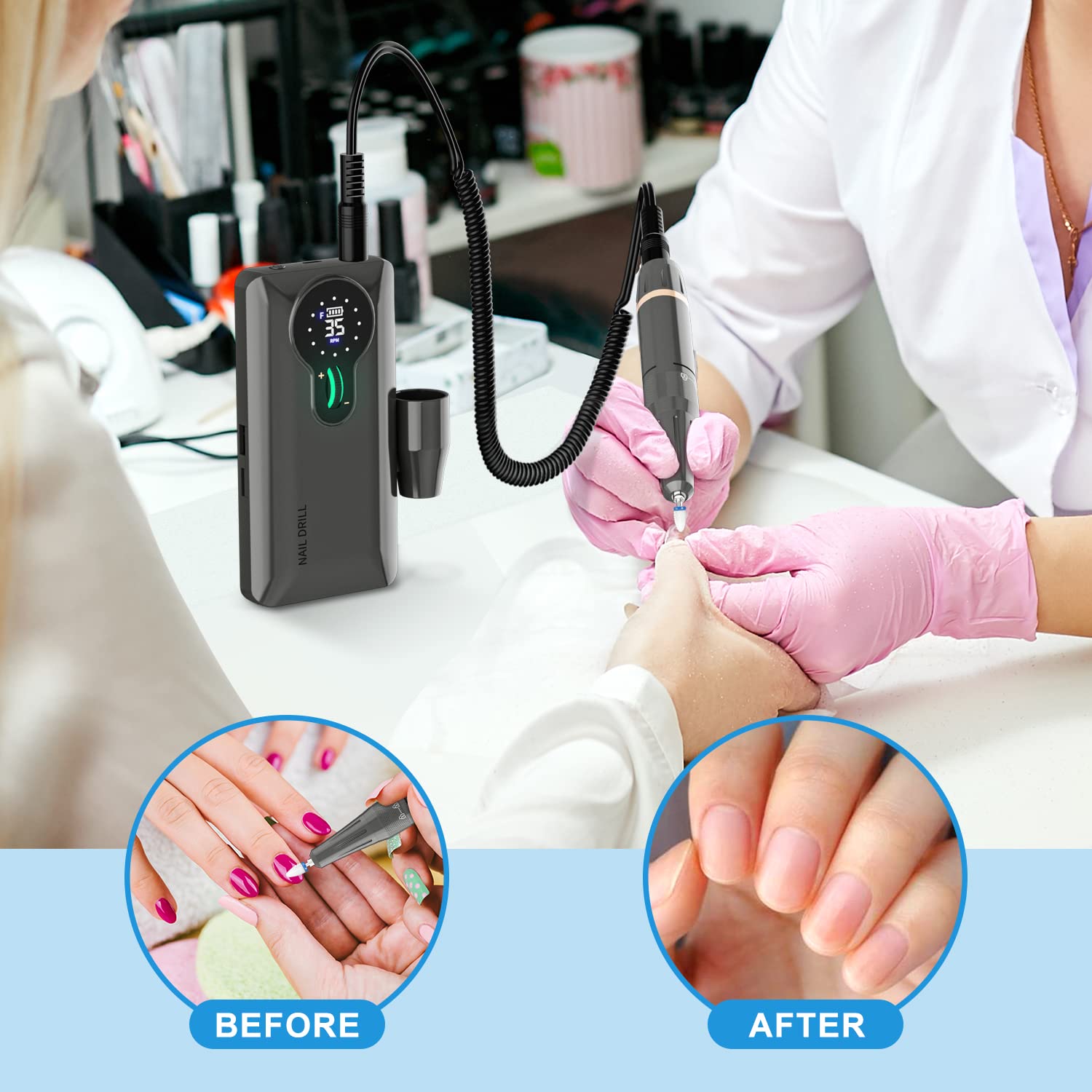 ENGERWALL Profesjonalny Zestaw Do Manicure Pedicure Elektryczny Pilnik — miniatura 5