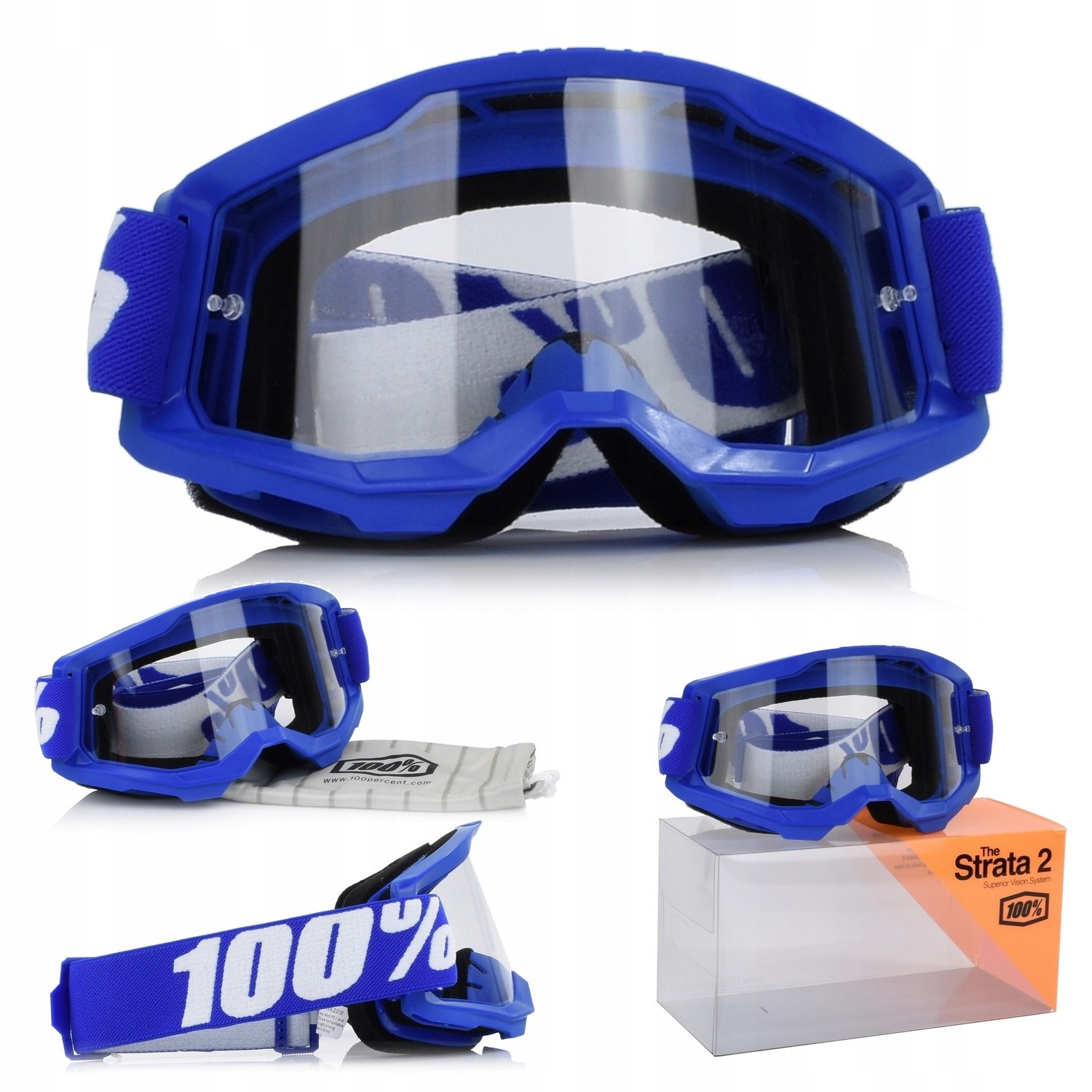 Gogle 100% STRATA 2 BLUE Szyba Przezroczysta