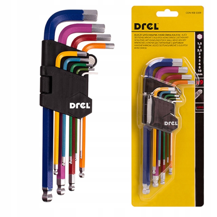 KLUCZE IMBUSOWE DŁUGIE 9 SZT 1,5-10MM IMBUS IMBUSY