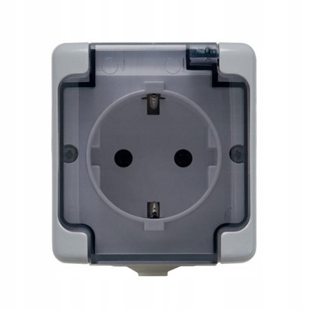 Gniazdo pojedyncze hermetyczne SCHUKO szary IP54