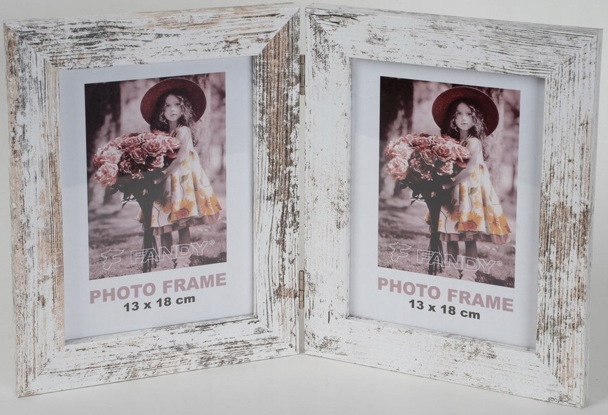 

Ramka drewniana na 2 zdjęcia 13x18 białe drewno