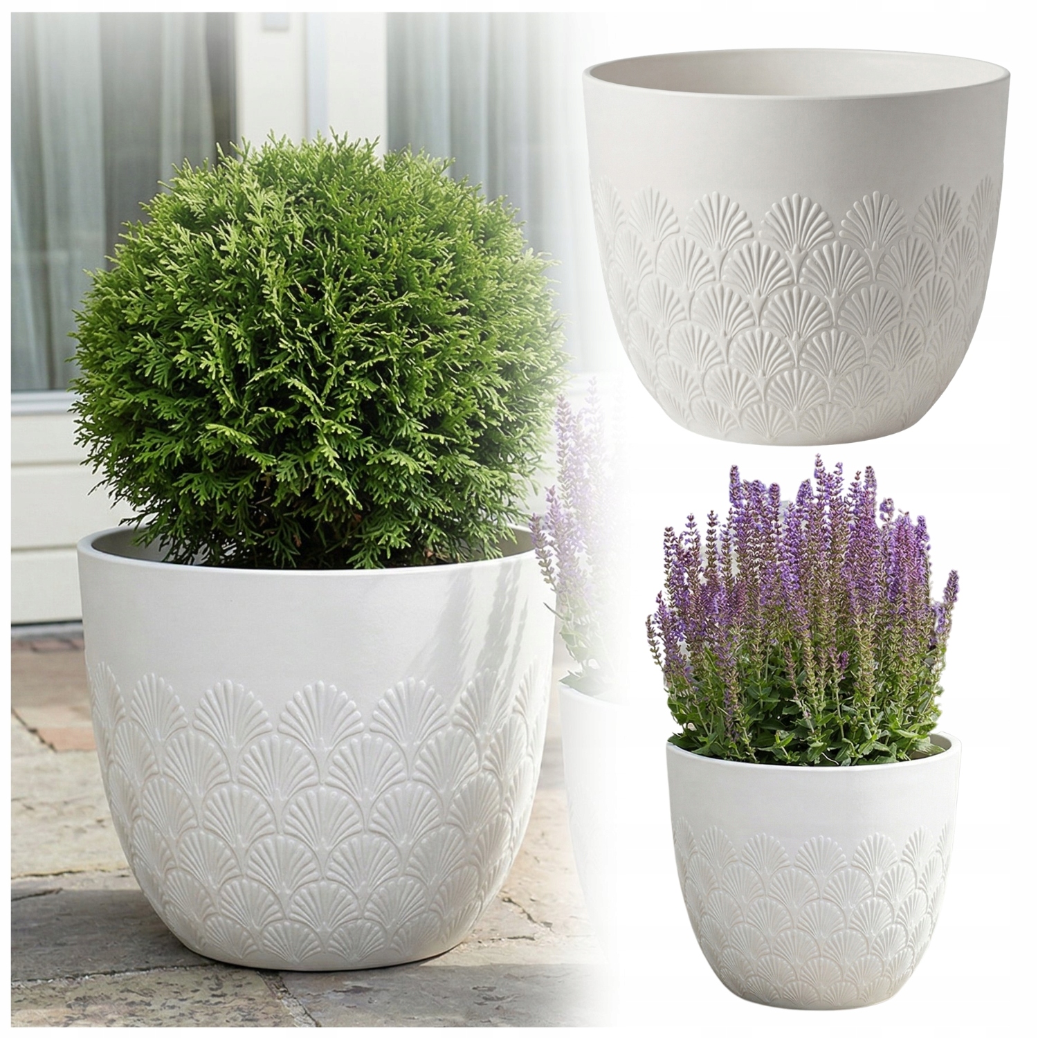 Kvetináč s vložkou Záhradný kvetináč 35x30 cm Eco Terasa Balkón Biely Na Kvety