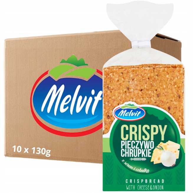 Melvit Crispy Trvanlivé pečivo se sýrem a cibulkou 130 g x 10 kusů