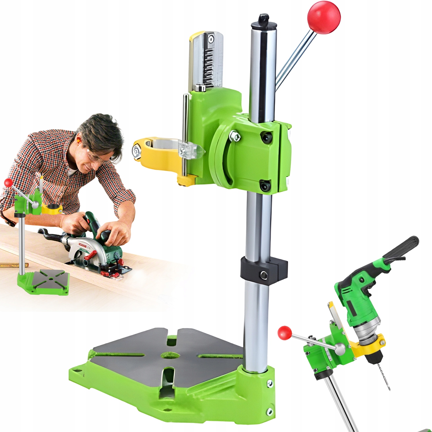 Stativ Pro Vrtačku Přesný Kovový Hloubka Vrtání 60 MM Zelený