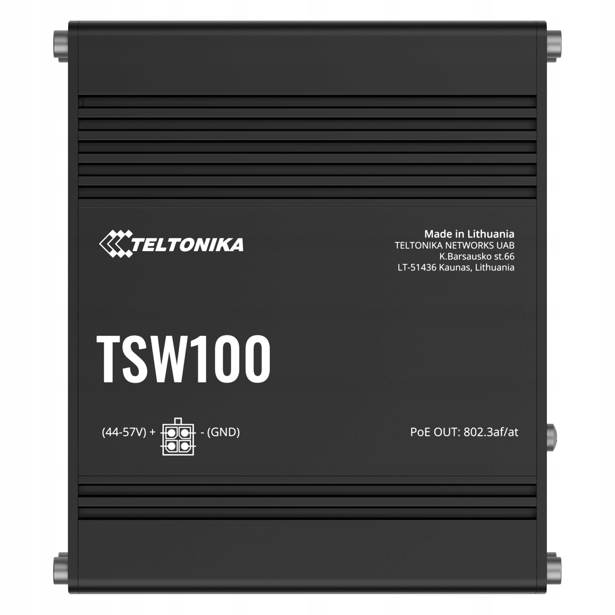 Teltonika przełącznik przemysłowy TSW100 4xPoE+, 5xGigabit