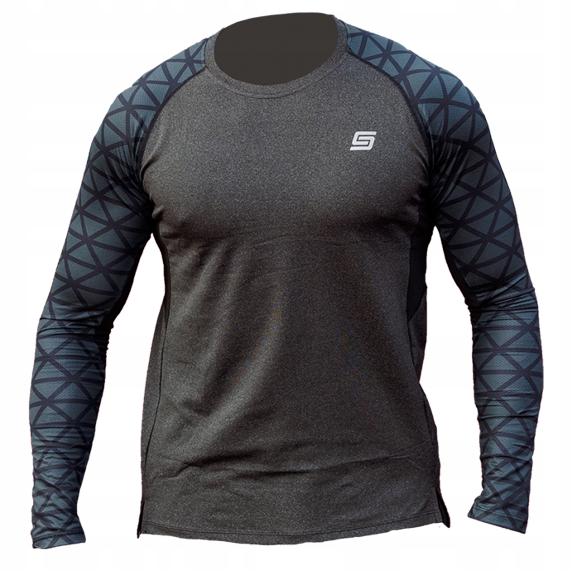 Rashguard męski grafitowy długi rękaw kompresyjny sportowy fitness siłownia