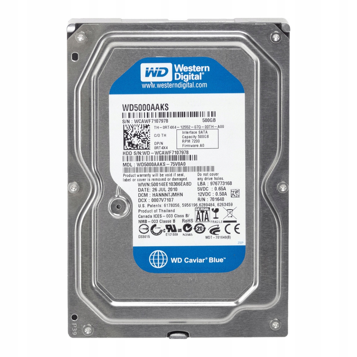 Dell 0RT4X4 500GB 7.2K 16MB Sata II 3.5'' WD5000AAKS