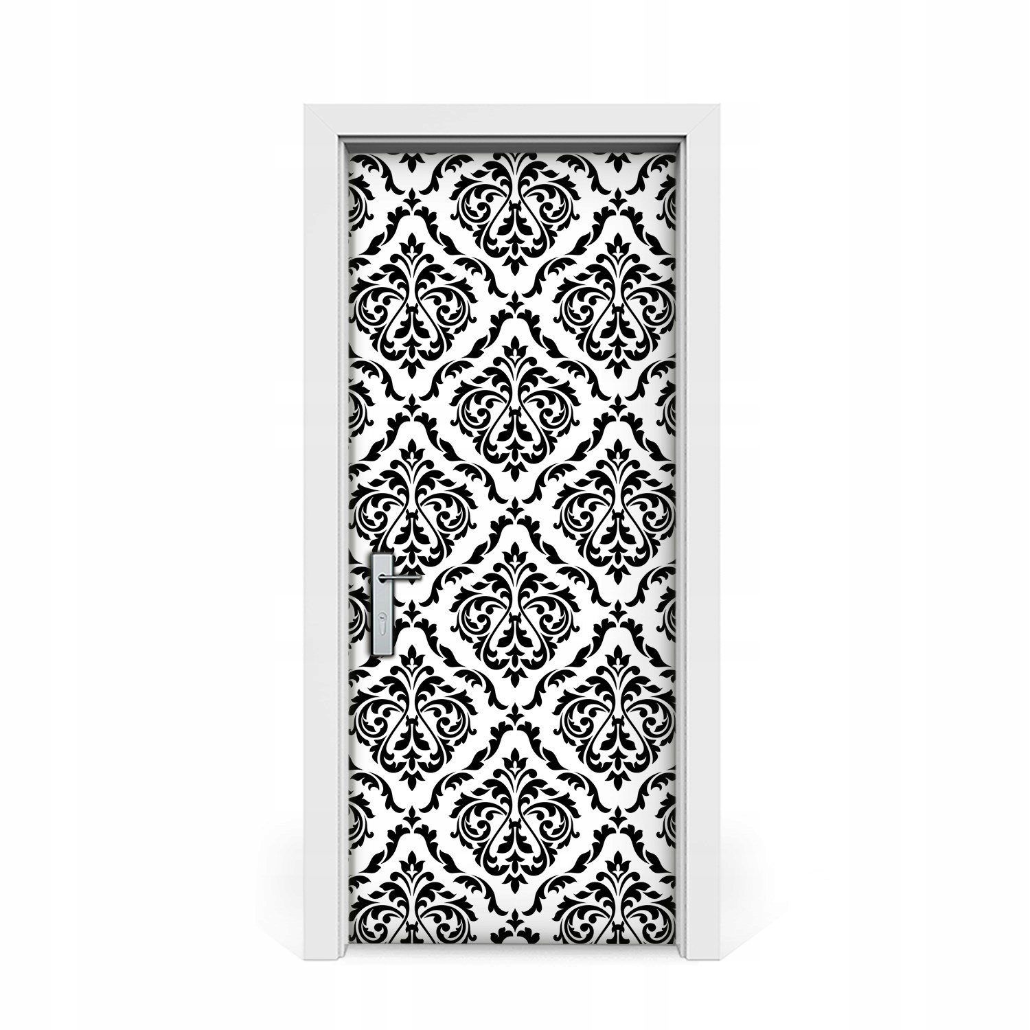 

Okleina naklejka drzwi Damask czarno-biały 85x205