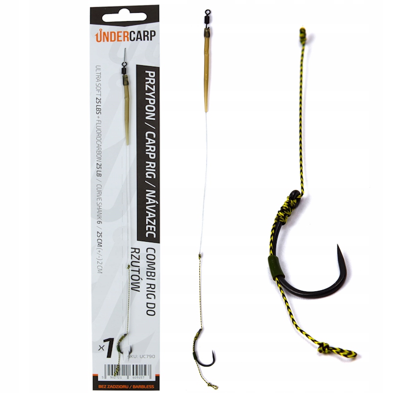Przypon Karpiowy Undercarp Combi Rig Do Rzutów Bezzadziorowy 6 25lbs 25cm