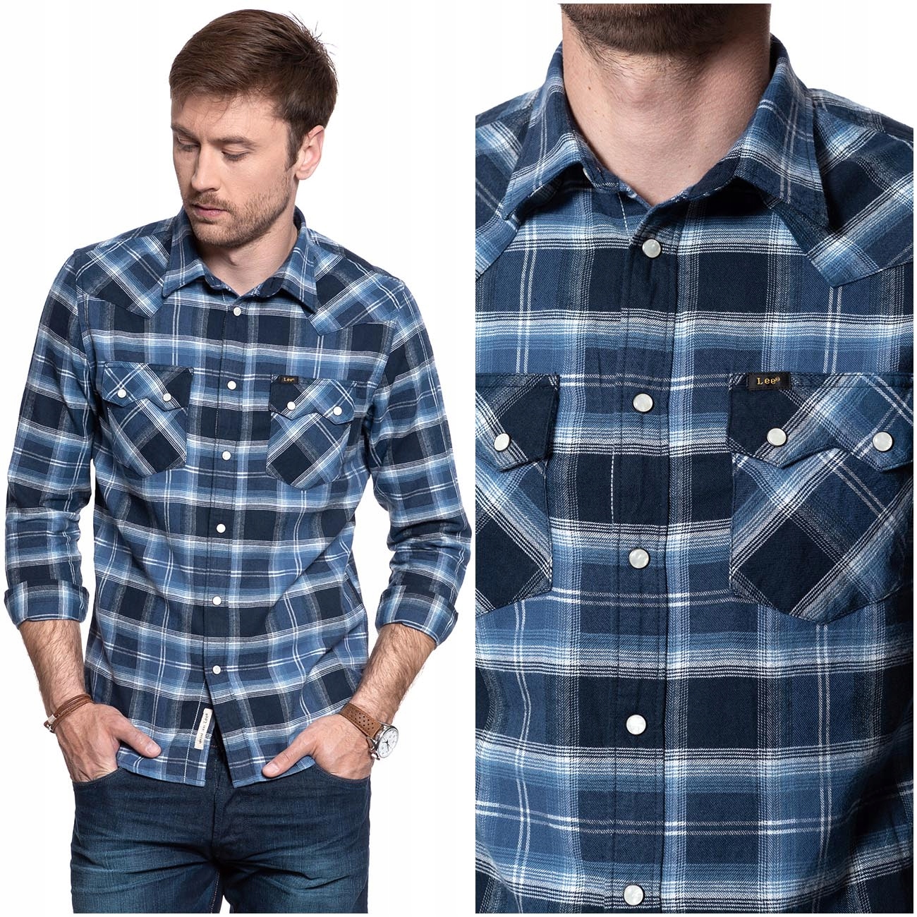 

Lee Rider Shirt Męska Koszula Regular Napy Krata M
