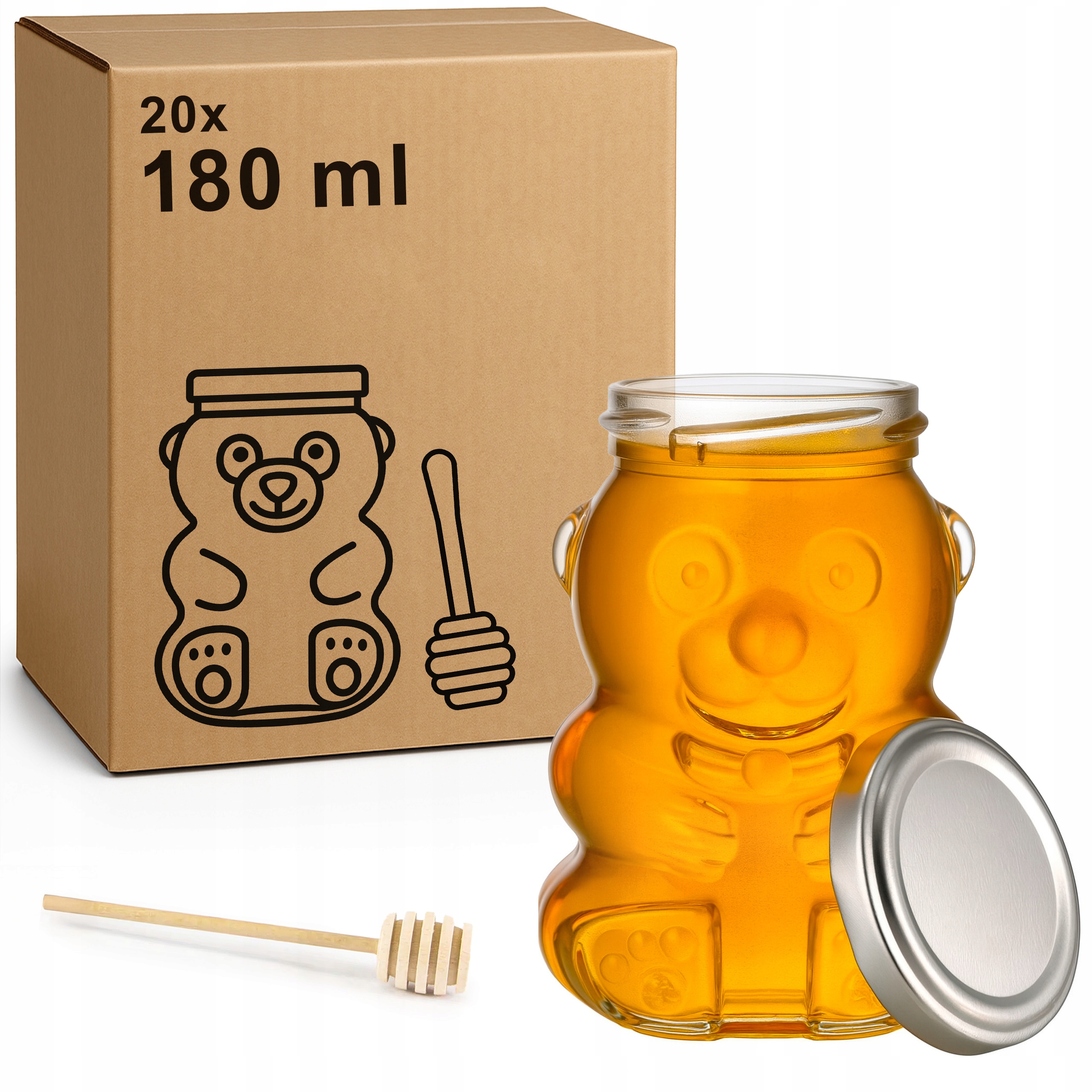20 x Sklenice Skleněné Medvídci na med Poděkování svatebních hostů
