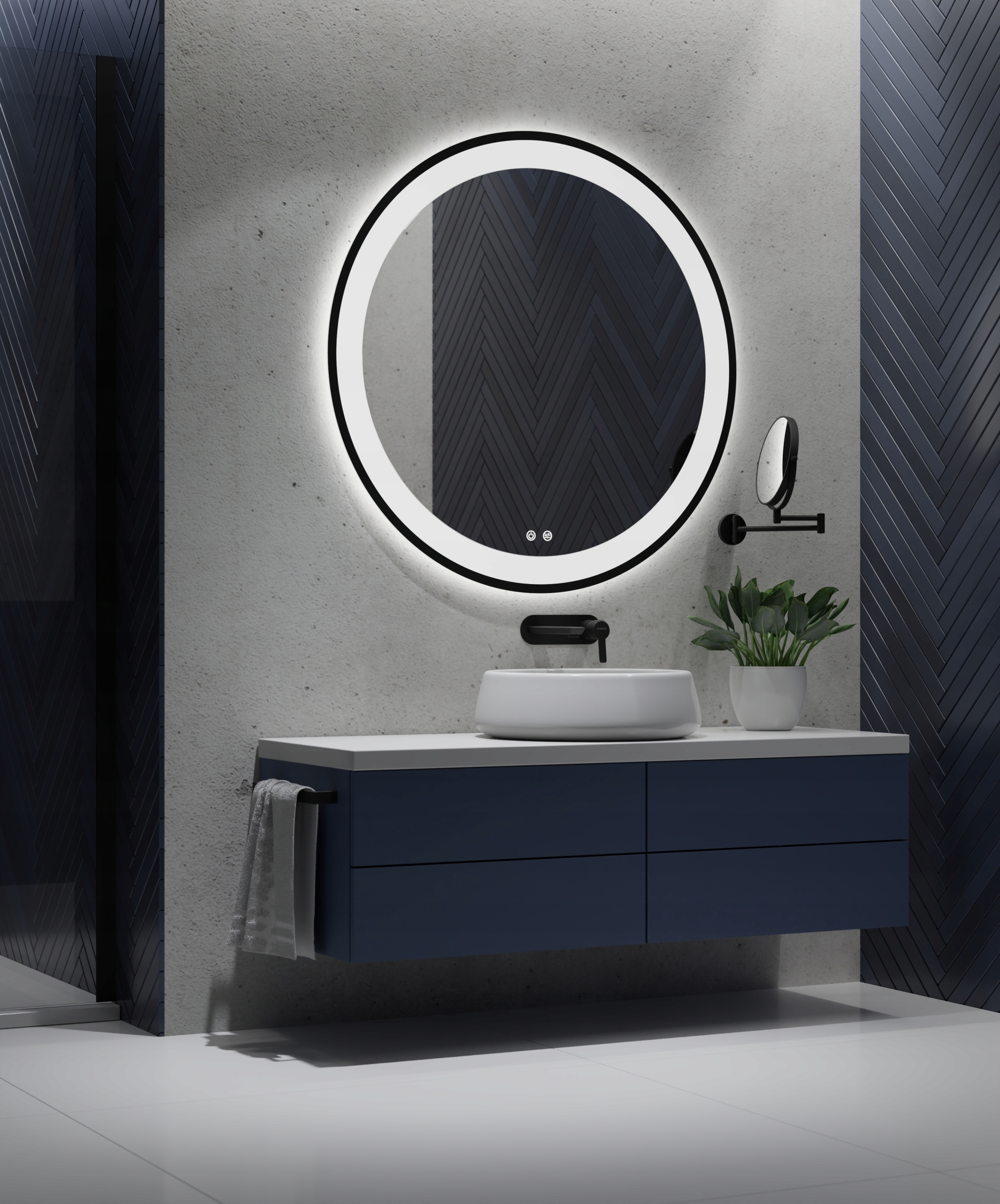 LUSTRO OKRĄGŁE LED W CZARNEJ RAMIE 80CM MEGA JASNE Rodzaj zwykłe