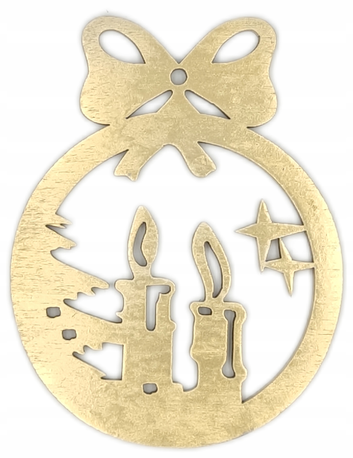 DREWNIANA BOMBKA NA CHOINKĘ zawieszka złota