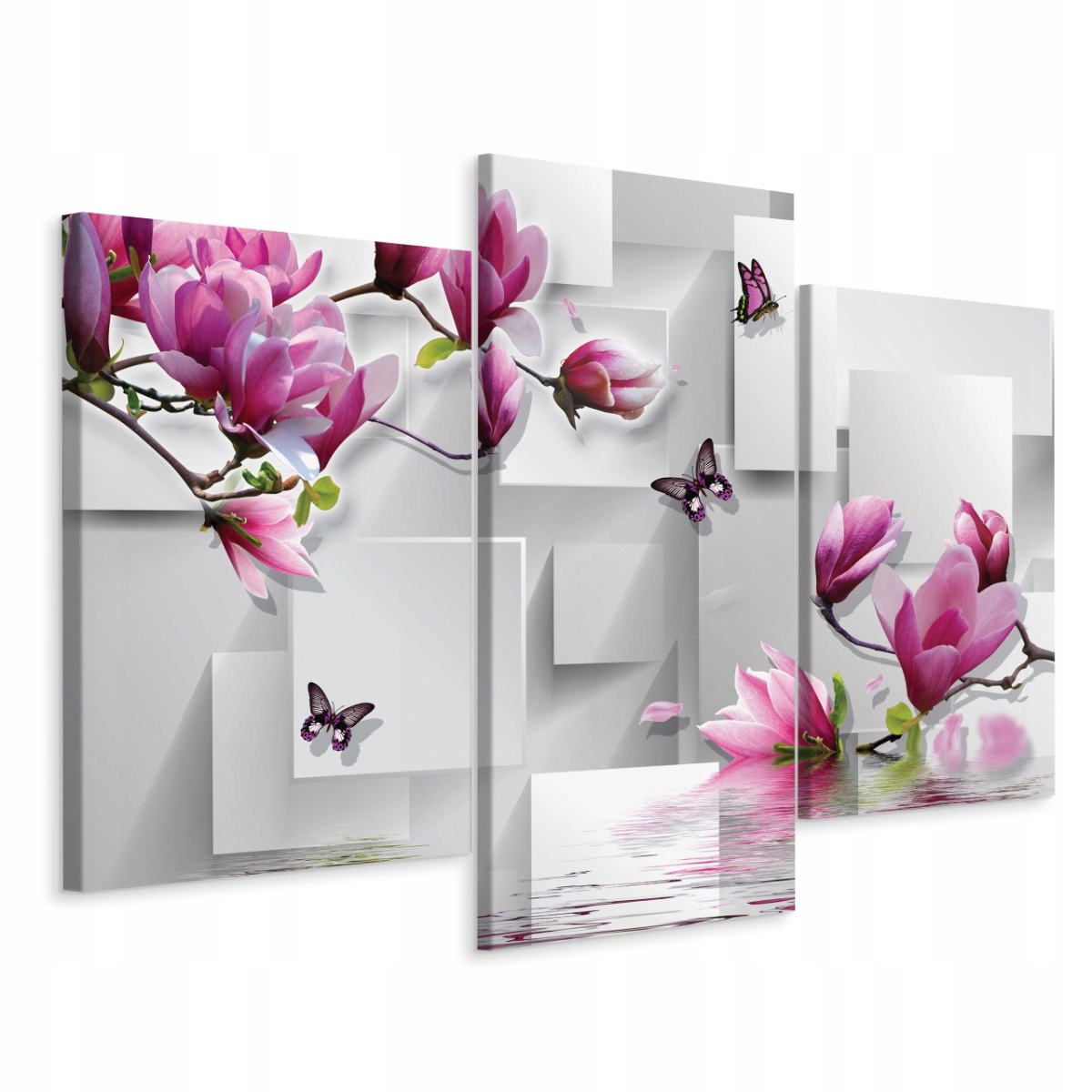 

Obraz Tryptyk Abstrakcja Magnolie Motyle 120x80