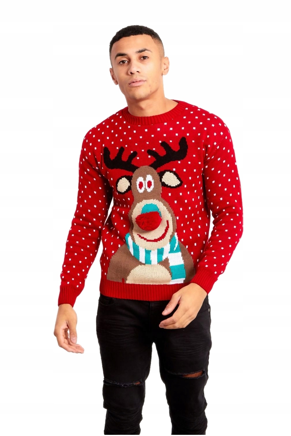 SWETER ŚWIĄTECZNY Z RENIFEREM NOS 3D Święta S/M Marka inna