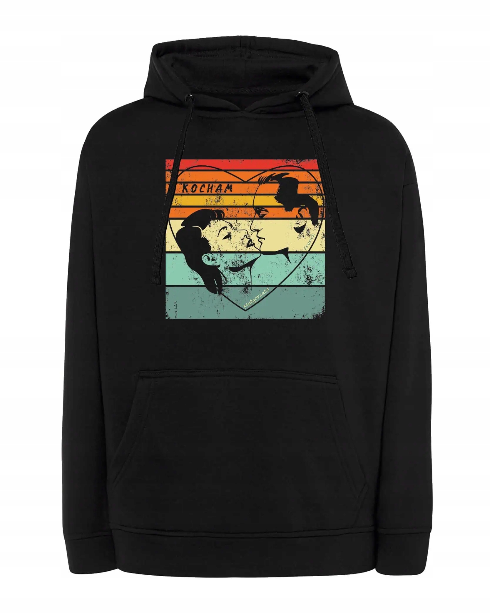 Mikina s kapucí pro páry Láska Srdce Vztah Černá L