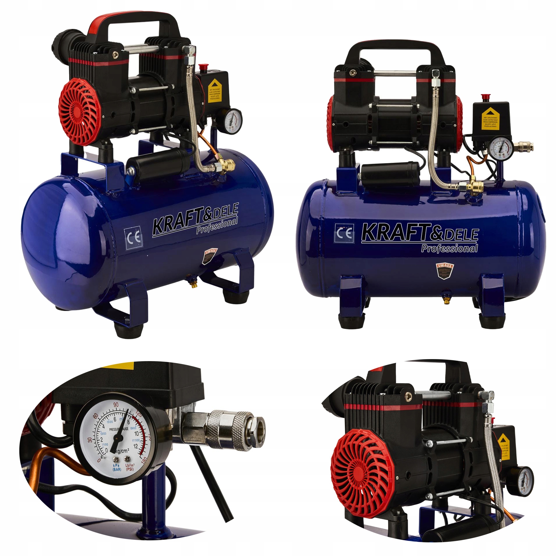 Bezolejový kompresor Kraft&Dele 8 Bar 24L 1390W 2850 Rpm 220 l/min