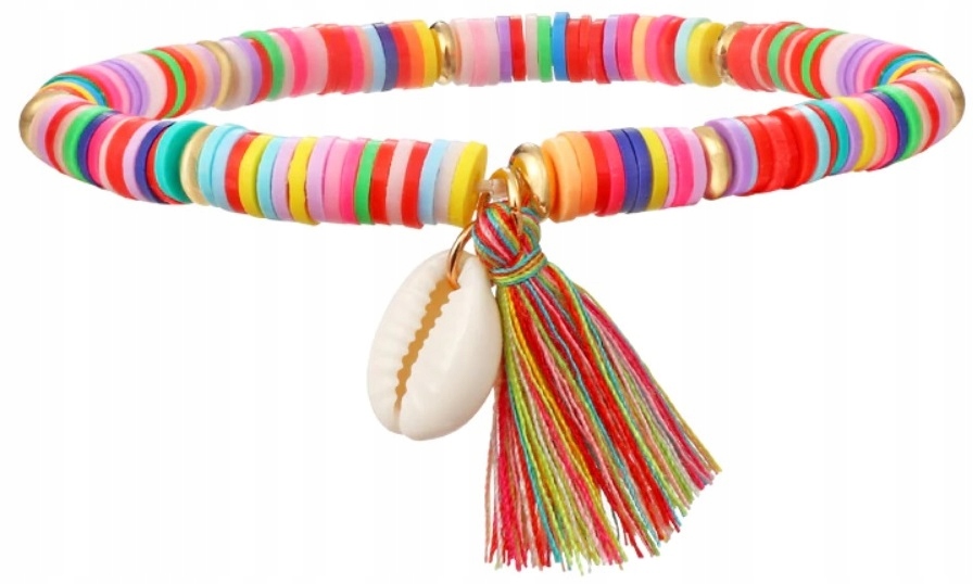

Bransoletka Na Rękę Muszla Koraliki Boho Fimo