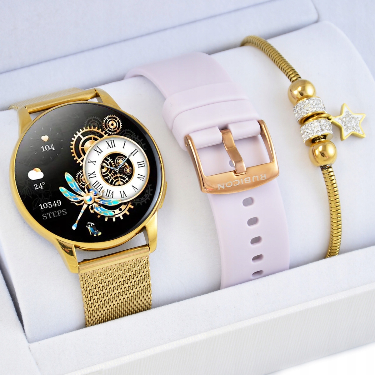 Dámská sada Chytré Hodinky Rubicon náramek, hovory, Sms, Always On displej