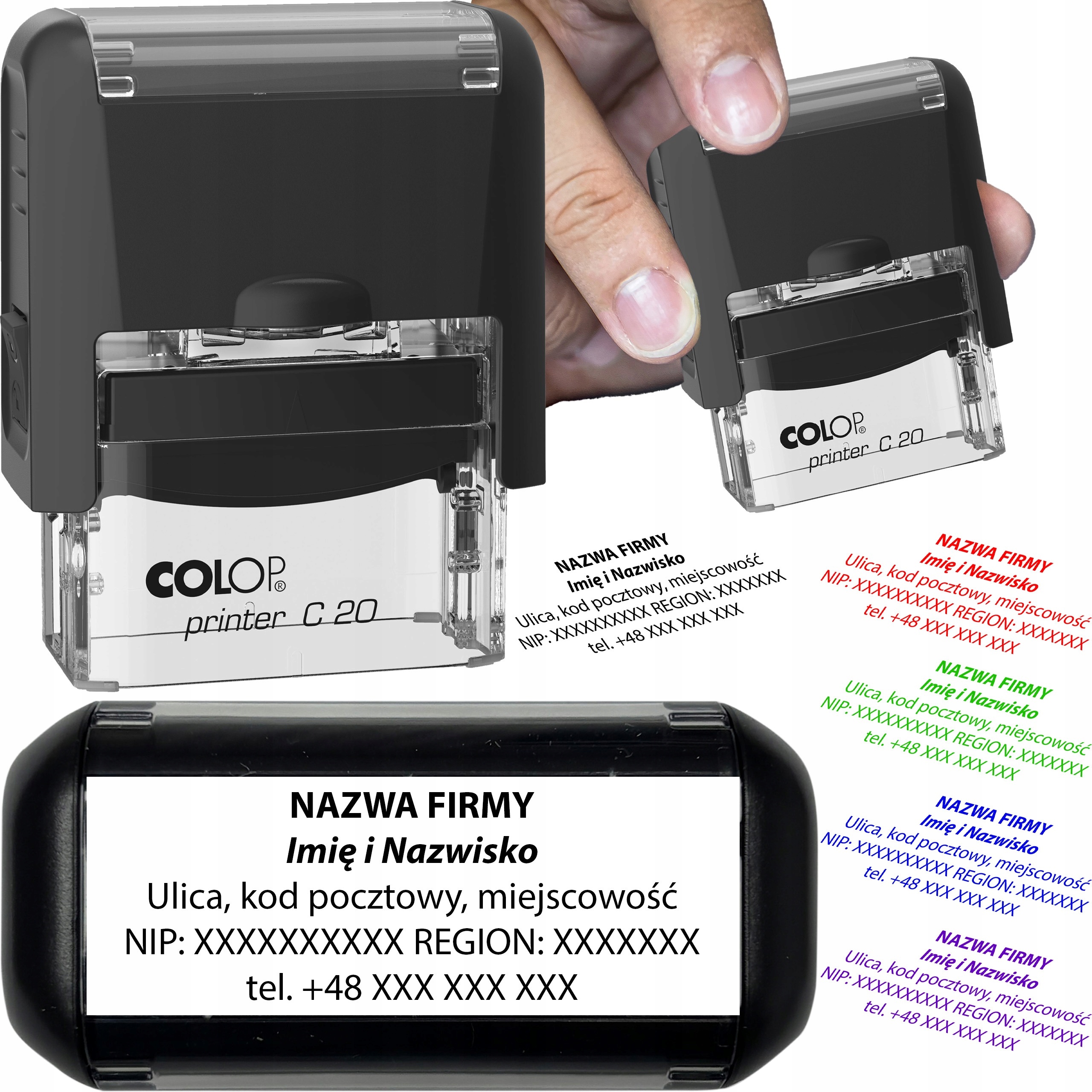 Резиновый штамп COLOP C20 для 4 линий, фирменный офисный дизайн, ластик