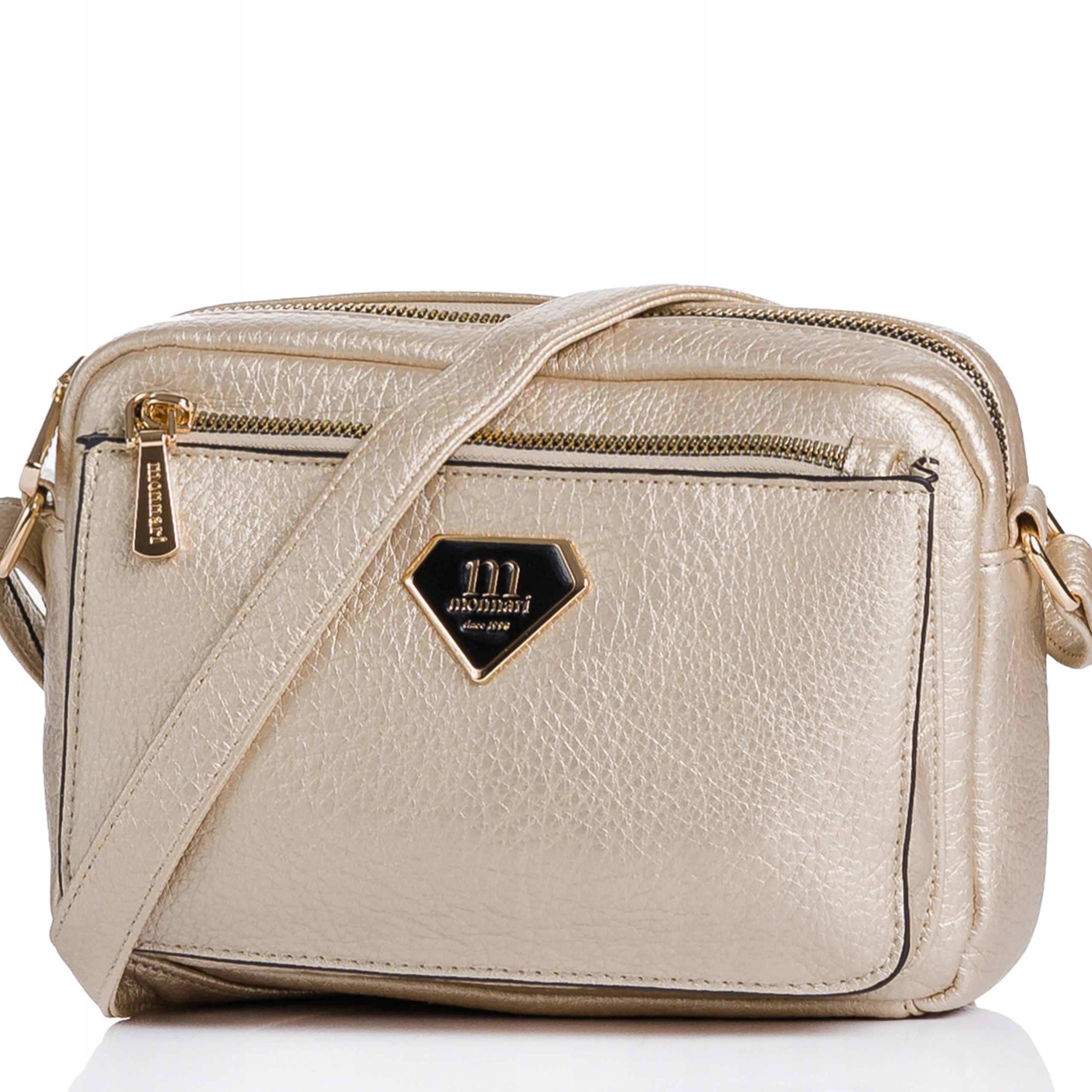 Monnari Torebka na ramię Listonoszka Pojemna Dwukomorowa Złota Premium