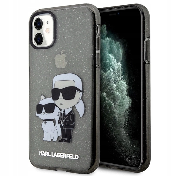 Pouzdro Karl Lagerfeld Glitter Karl&Choupette pro iPhone 11 Xr černé
