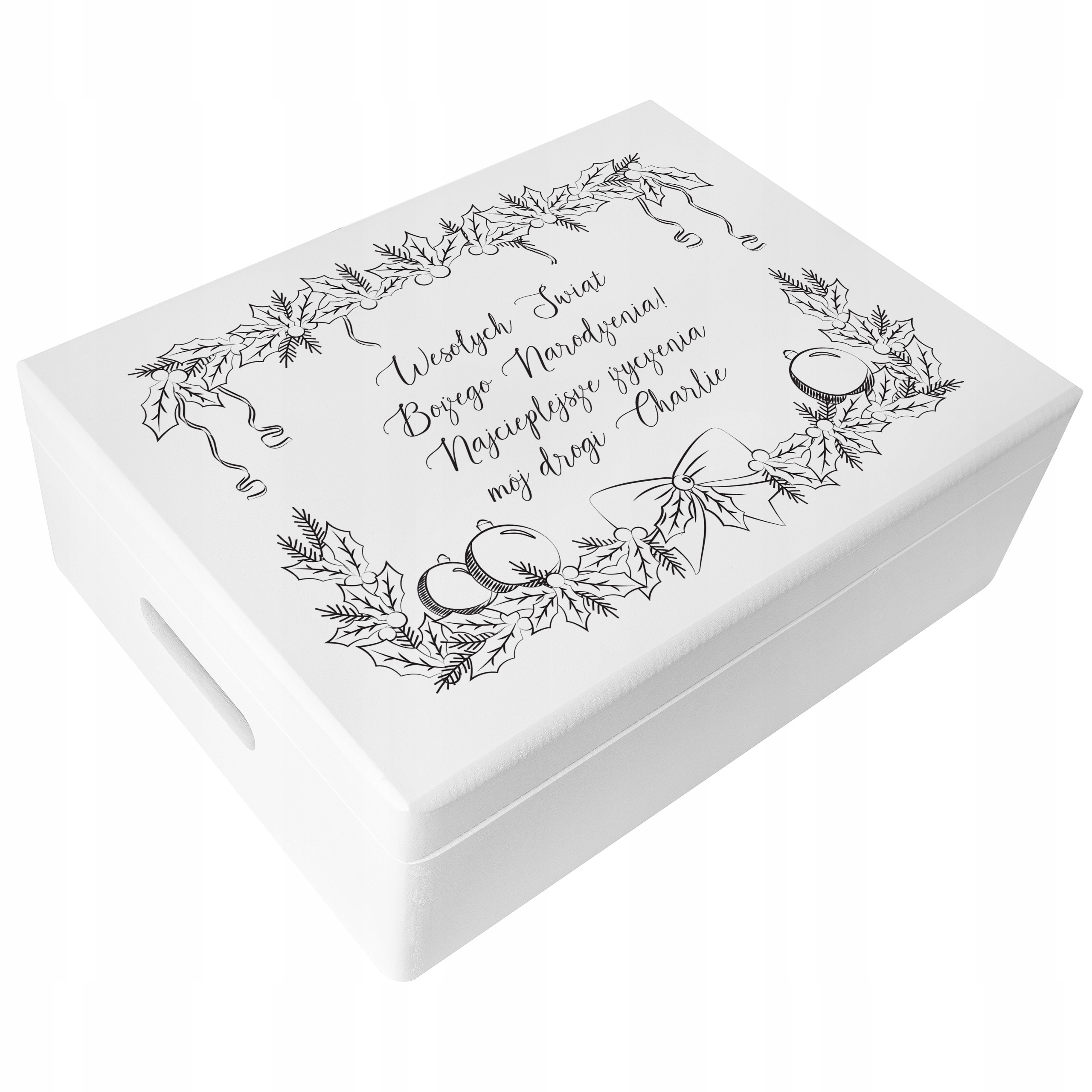 Krabička na dárek s přáním Vánoce, Uv tisk 40x30x14