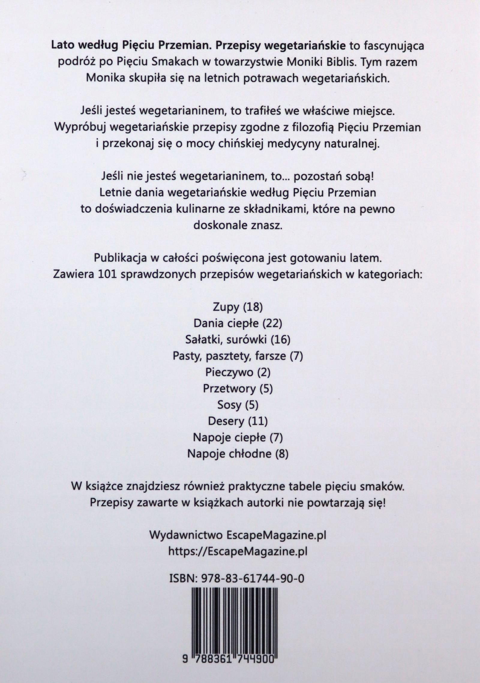 LATO WEDŁUG PIĘCIU PRZEMIAN. PRZEPISY WEGETARIAŃSK Stan opakowania oryginalne