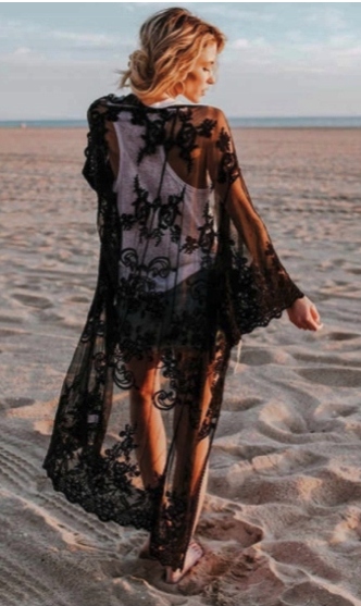 KORONKOWE PAREO DŁUGA NARZUTKA NA STRÓJ PLAŻE BOHO Model P-9