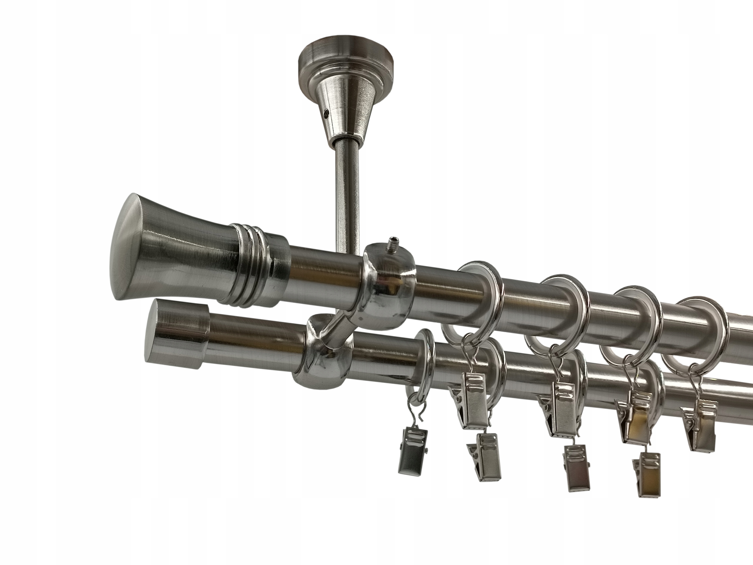 Garnýž Kovový Stropní 19+19 mm galvanizovaný Nikl 140 Cm MIX Koncovek