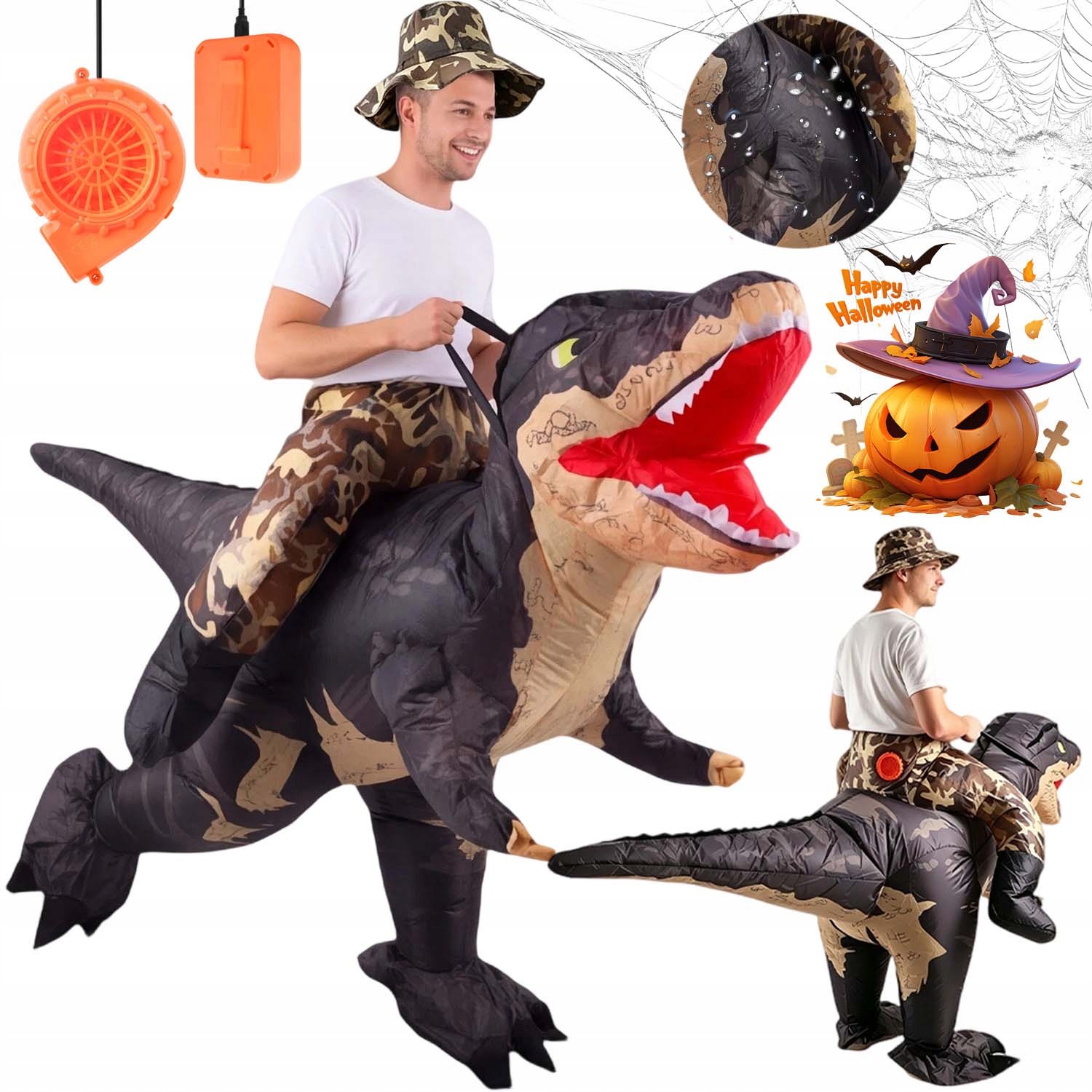 Kostým Nafukovací Kostým Dinosaurus T-rex Gigant Obrovský XL Pro 150CM-190CM