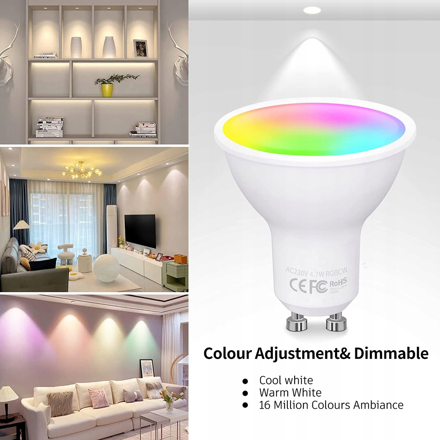 Żarówka AISIRER LED GU10 RGB RGBWC Smart WiFi - 1 sztuka Kod producenta GU10