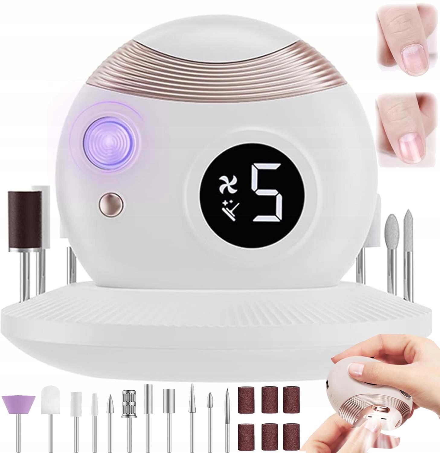 Bezdrátové Elektrické Kleštičky Na Nehty 3V1 S Broušením A Uv Zářením