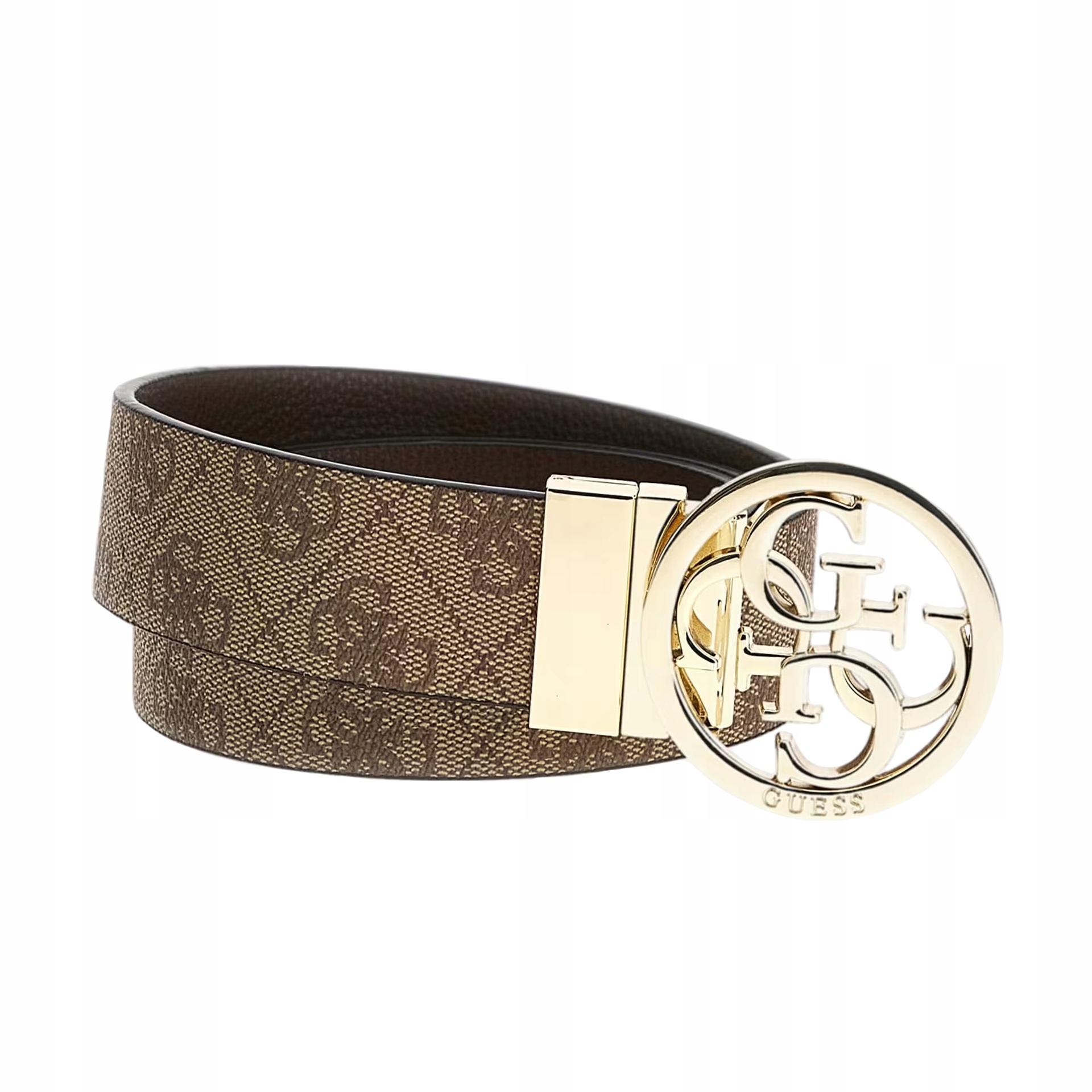 GUESS BEŻOWY DWUSTRONNY DAMSKI PASEK DO SPODNI SKÓRZANY L