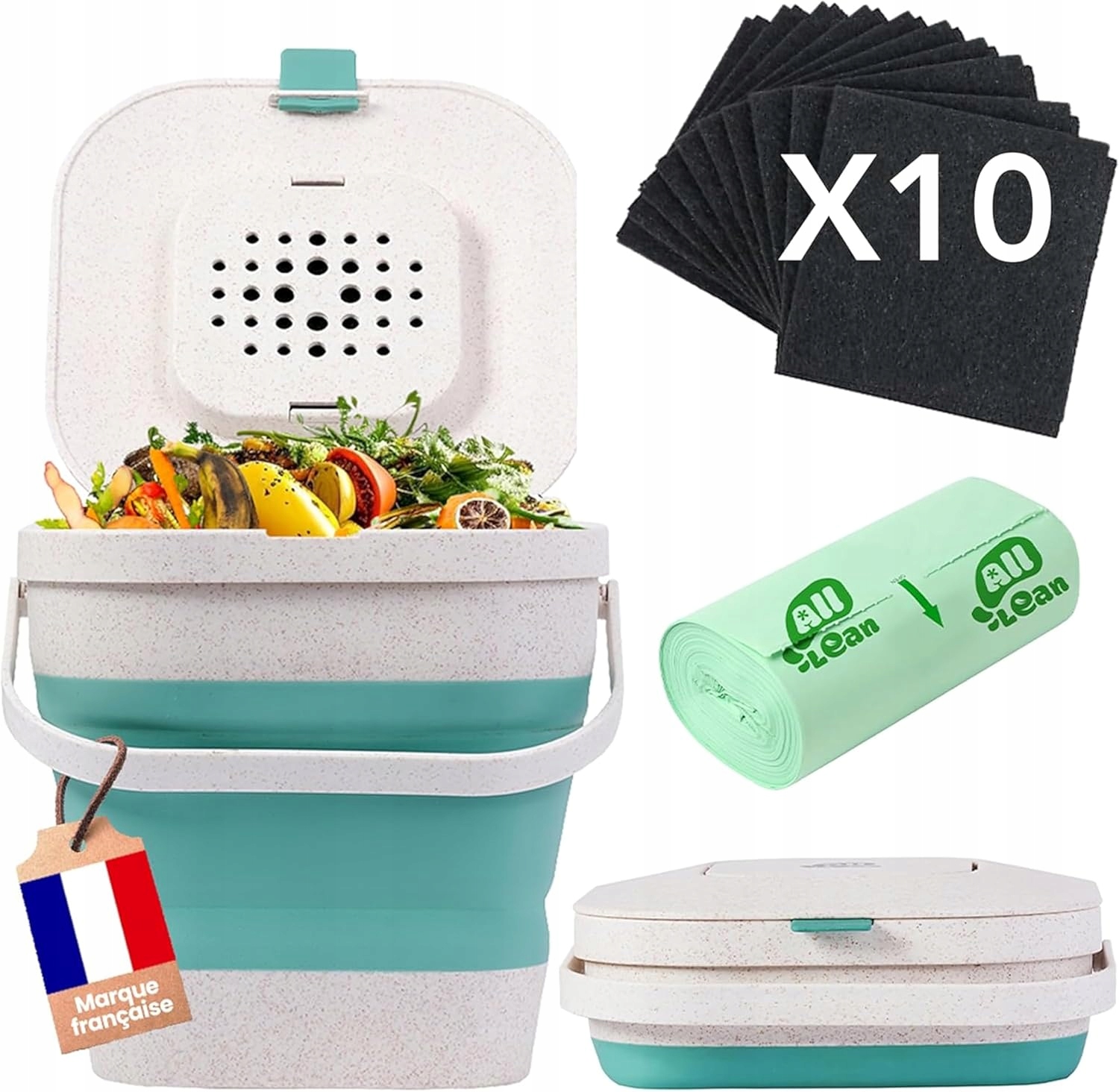 Levně Domácí kuchyňský kompostér GreenBox 4L – sada 4v1!