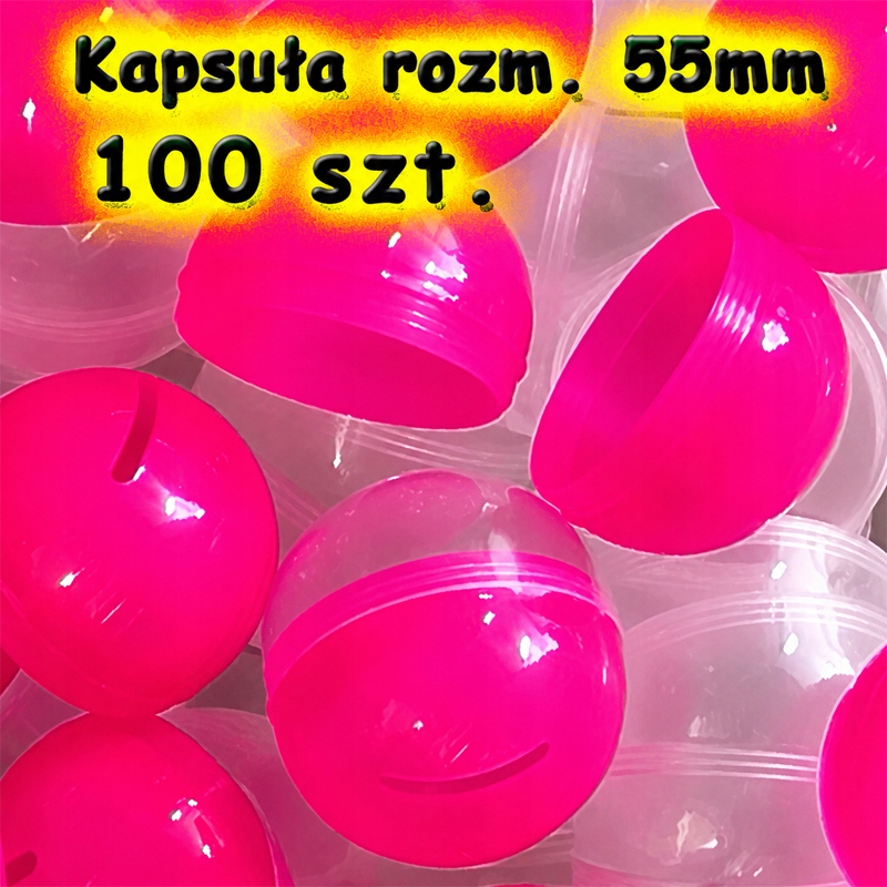 Kapsuła pusta 55 mm Różowa róż piłka kulka 100szt loteria losowanie kapsuły