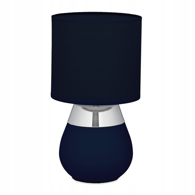 Noční lampa do ložnice E14, textilní stínidlo, stolní lampa, tmavě modrá