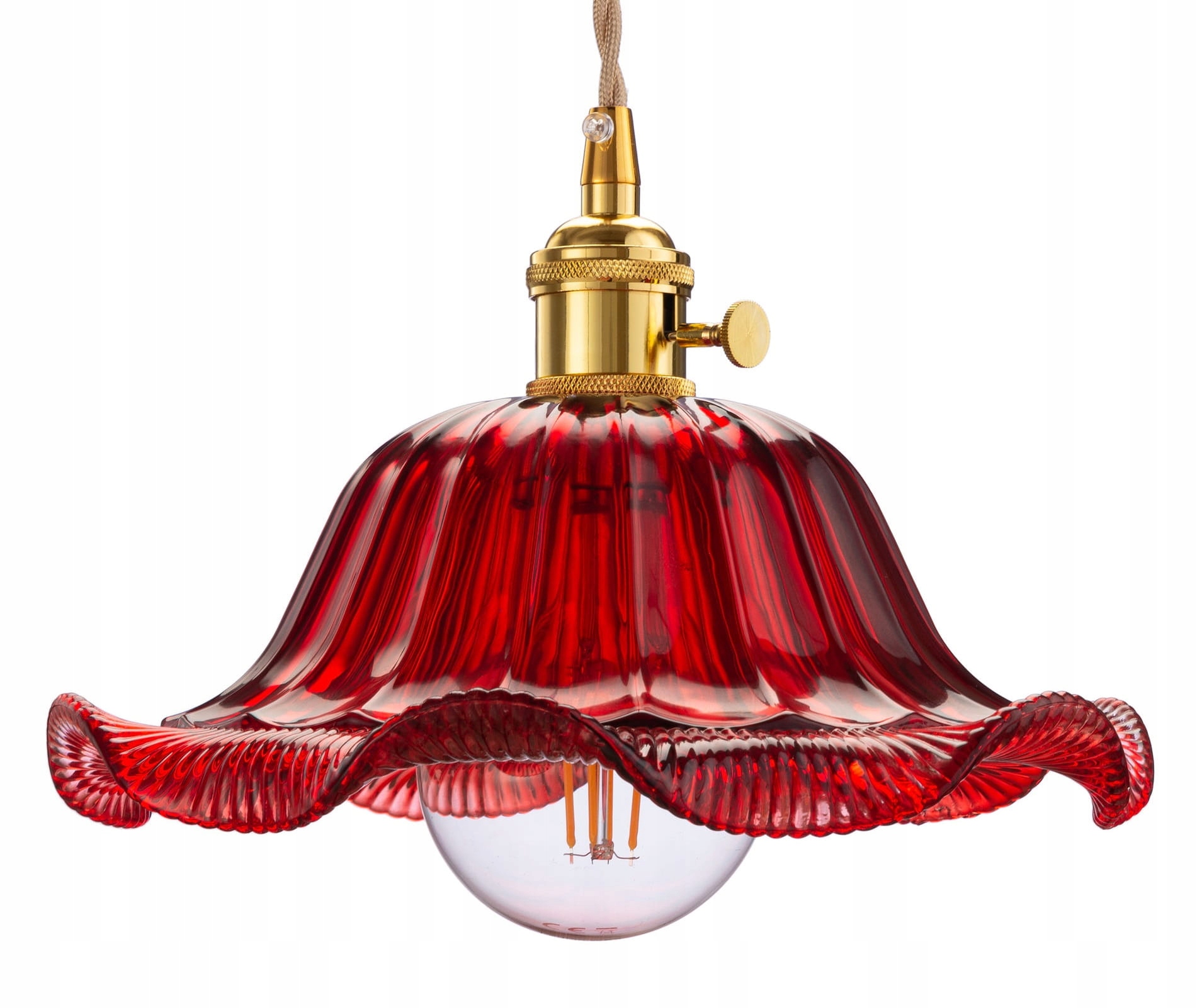 Lampa wisząca sufitowa szklana Flower czerwona