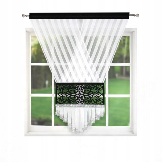 

Panel dekor Cyrkonie ażur biały-czarny150x120 L427